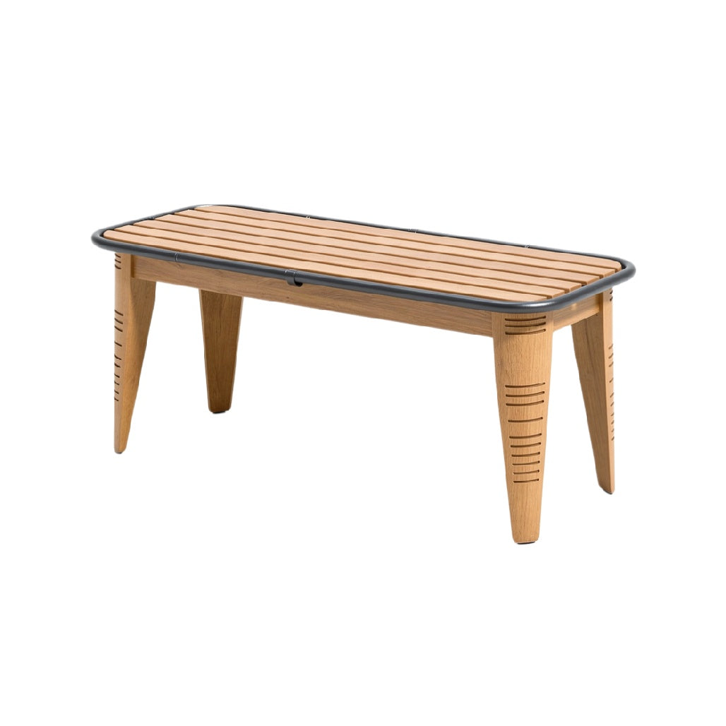 Modern Wooden Coffee Table with Slatted Top and Sleek Design